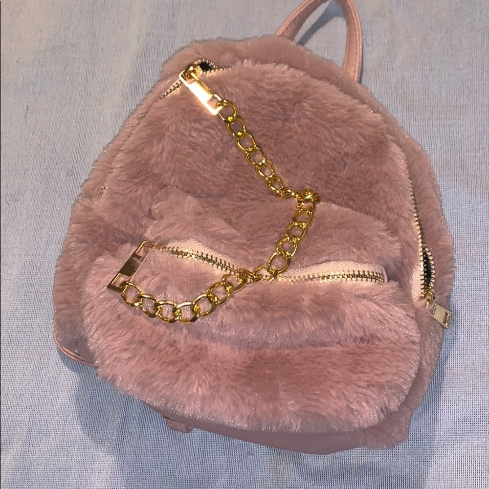 Pink Fuzzy Mini Backpack ❥